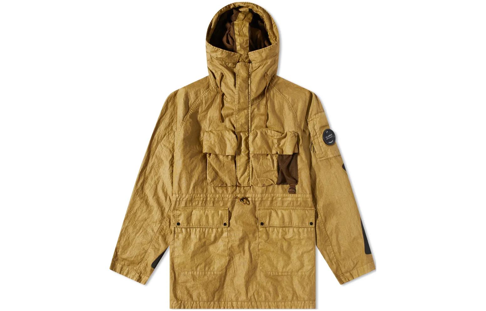 C.P. Company Clarks FW22 Yellow Waxed Half-Zip Hoodie Jacket 12CMOW303A6284G292