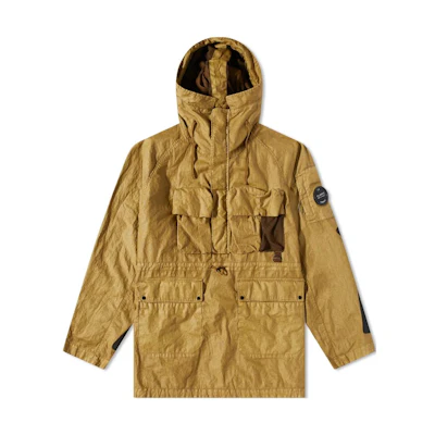C.P. Company Clarks FW22 Yellow Waxed Half-Zip Hoodie Jacket 12CMOW303A6284G292