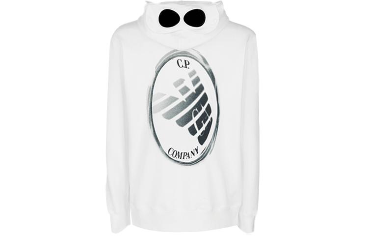 C.P. Company Emporio Armani FW21 Logo Print White Pullover Hoodie 11CMSS409A006309W103
