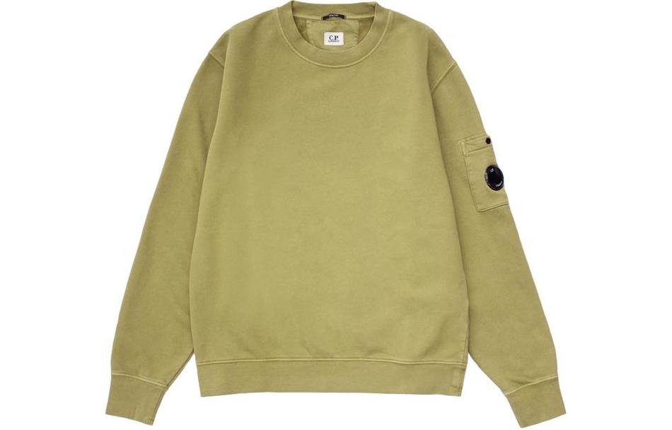 C.P. Company Yellow Crewneck Long Sleeve Sweatshirt with Logo 15CMSS008A006372R621