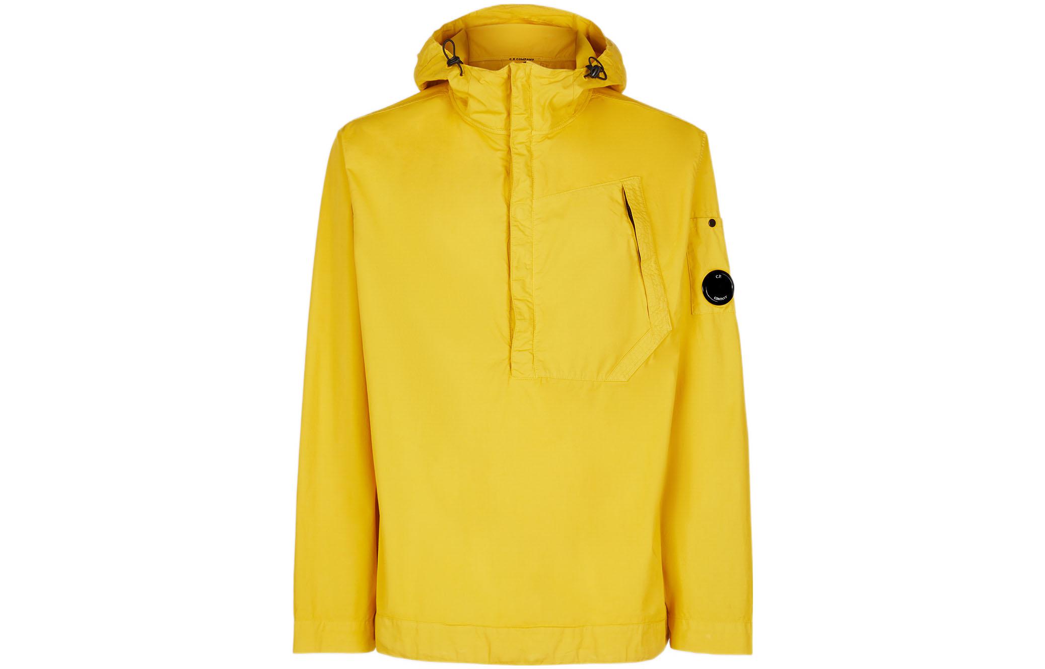 C.P. Company Yellow Solid Long-Sleeve Hooded Jacket with Single Pocket 12CMSH178A002824G239