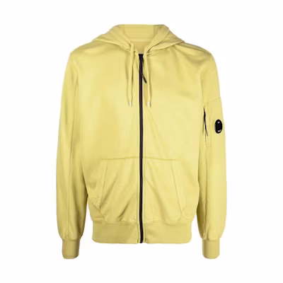 C.P. Company Yellow Zip-Up Hoodie Jacket with Solid Logo Design 13CMSS077A002246G012