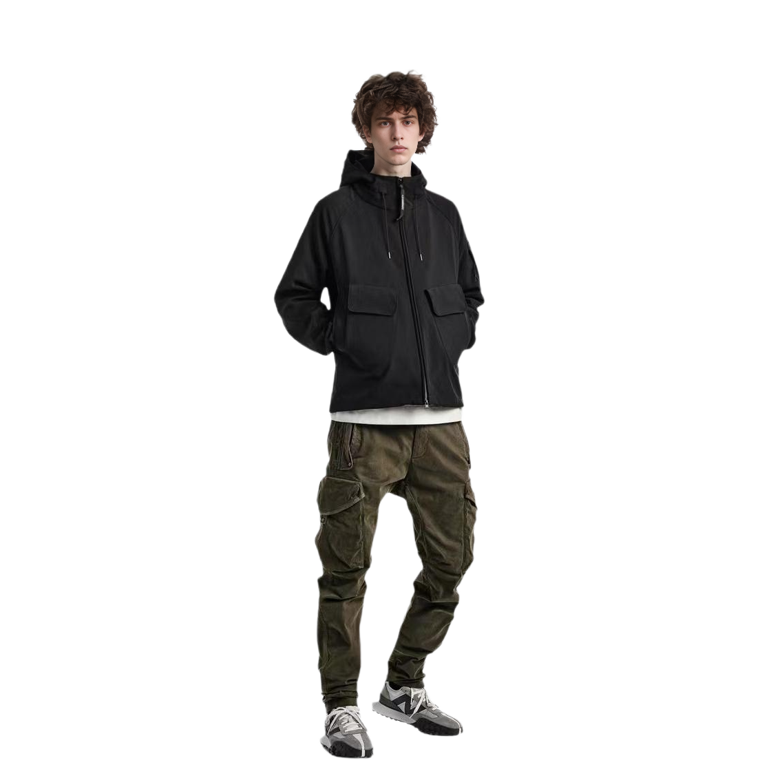 Purchase C P Company FW22 Jaket Hoodie Zip Warna Solid Lelaki 13CMOW089A006097A999