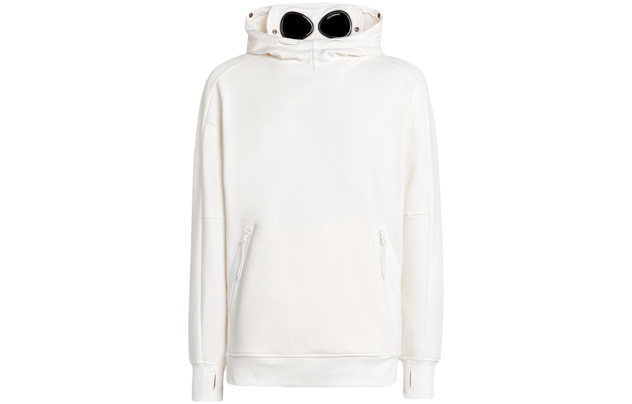 C.P Company FW23 Adjustable Goggle Hood Casual Sweatshirt Sha White 15CMSS080A005086W103