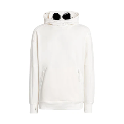 C.P Company FW23 Adjustable Goggle Hood Casual Sweatshirt Sha White 15CMSS080A005086W103