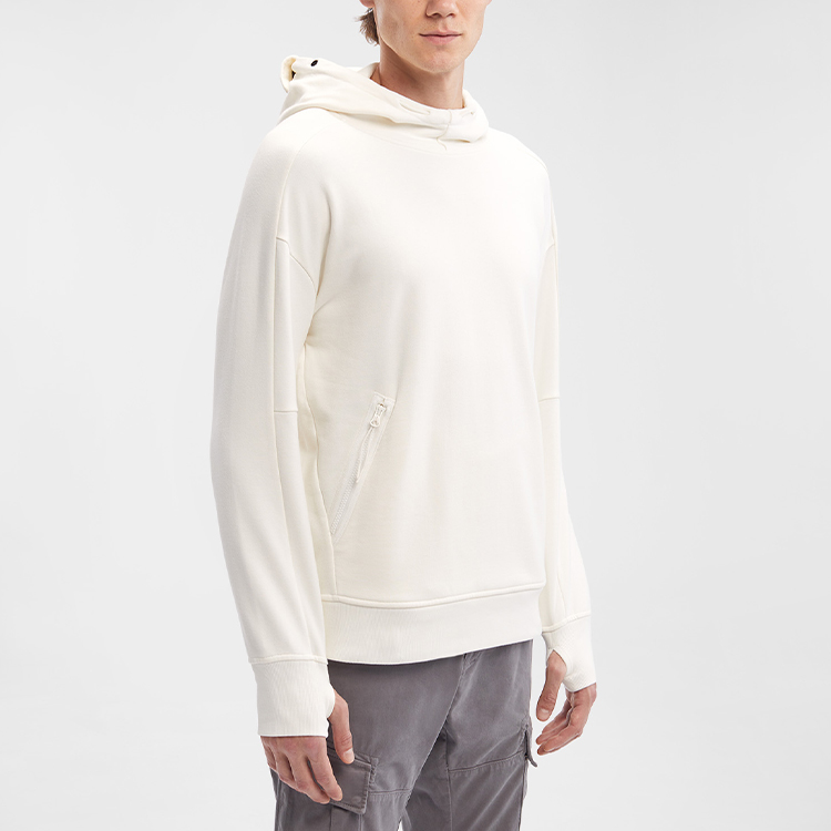 Sizing Sudadera Casual Blanca C.P Company FW23 con Capucha Ajustable y Gafas. 15CMSS080A005086W103