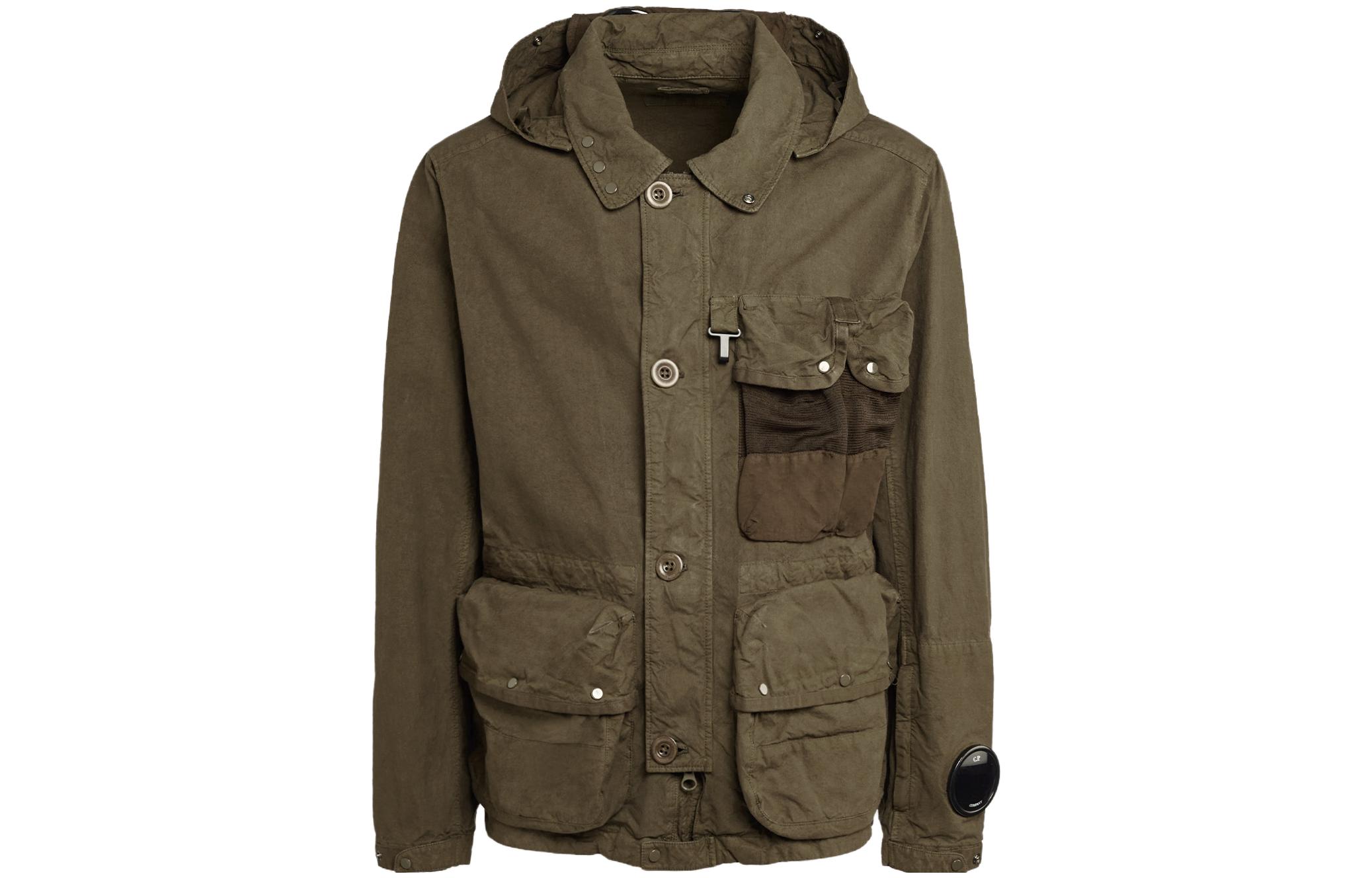 C P Company FW23 Ba-Tic Full-Zip Detachable Goggle Hooded Jacket Chestnut Brown 15CMOW151A006237M653