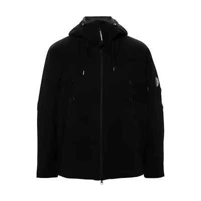 C P Company FW24 Black Long Sleeve Hooded Zip Pocket Jacket CMOW014A004117A999