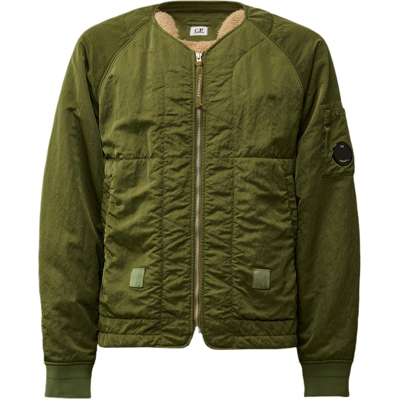 C P Company FW24 Men’s Raglan Zip-Front Aviator Jacket in Cedar Green CMOW188A005269G650
