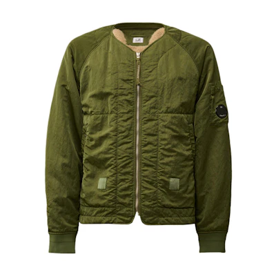 C P Company FW24 Men’s Raglan Zip-Front Aviator Jacket in Cedar Green CMOW188A005269G650