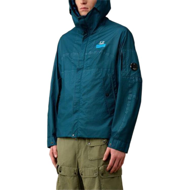 Lookbook C P Company GORE G-Type Jaket Bertudung Biru Navy Kasual Lengan Panjang 16CMOW031A006366G848