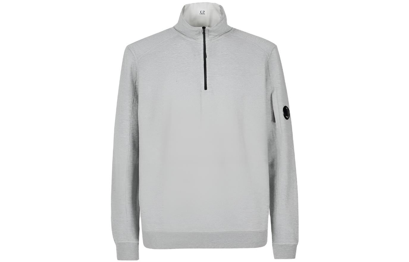 C.P Company SS23 Half-Zip Logo Patch Lens Sweatshirt Unisex Grey 14CMSS035A002246GM93