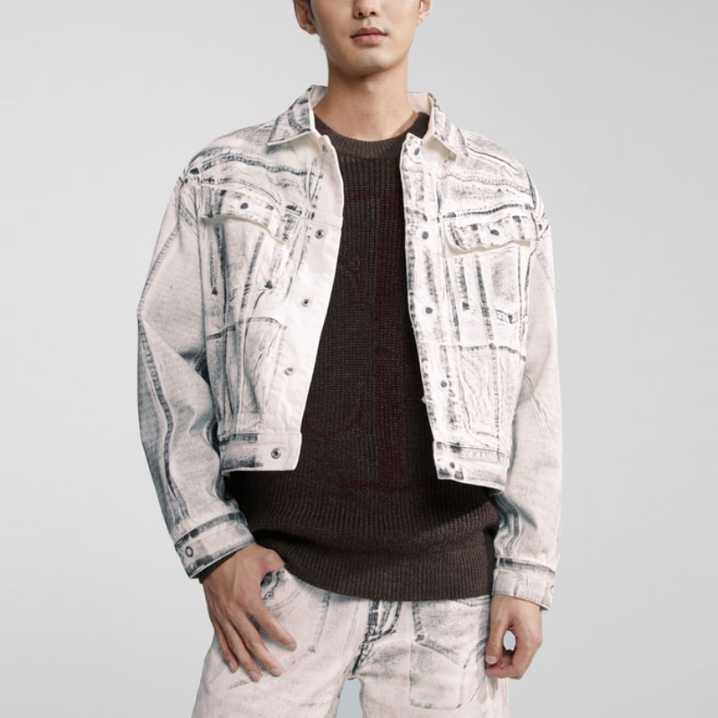 Lookbook カルバン・クライン アートレトロ ボタンアップ 長袖デニムジャケット ミッドグレー J325291