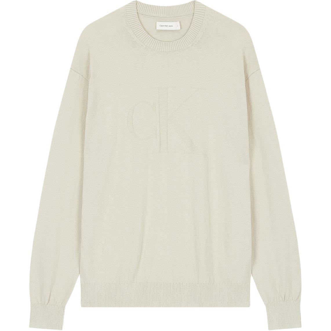 Order CALVIN KLEIN  Beige Crewneck Logo Sweater Long Sleeve Knit. J326453-PD7