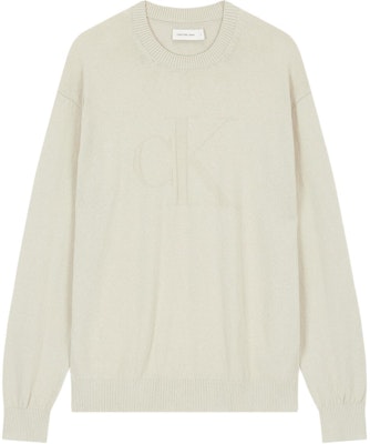 CALVIN KLEIN Beige Crewneck Logo Sweater Long Sleeve Knit. J326453-PD7 Order CALVIN KLEIN Beige Crewneck Logo Sweater Long Sleeve Knit. J326453-PD7