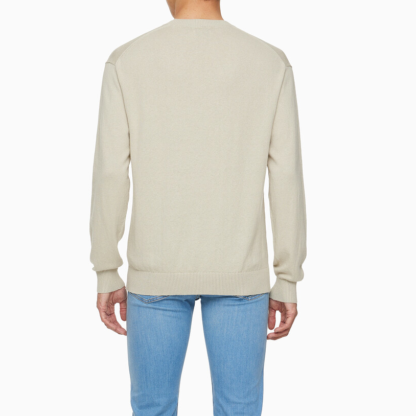 Purchase CALVIN KLEIN  Beige Crewneck Logo Sweater Long Sleeve Knit. J326453-PD7