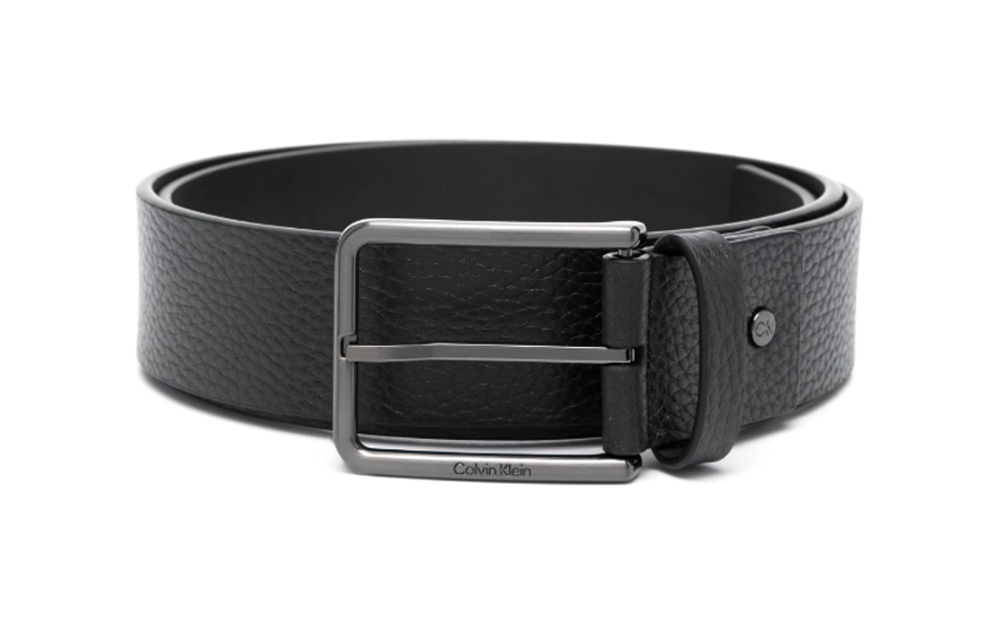 Calvin Klein  Black Leather Belt with Logo Detail, 4cm Width. K50K510645