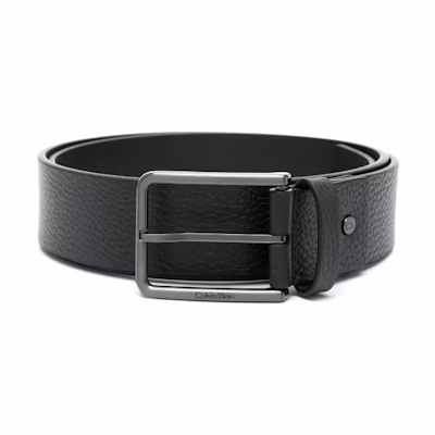 Calvin Klein Black Leather Belt with Logo Detail, 4cm Width. K50K510645