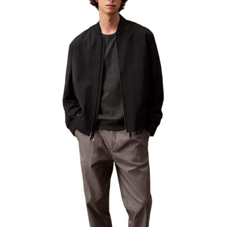 Order Calvin Klein  Black Minimalist Comfort Long Sleeve Bomber Jacket. 40EM517-001