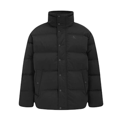 CALVIN KLEIN Black Puffer Jacket with Logo Print and Quilted Design J322365-BEH