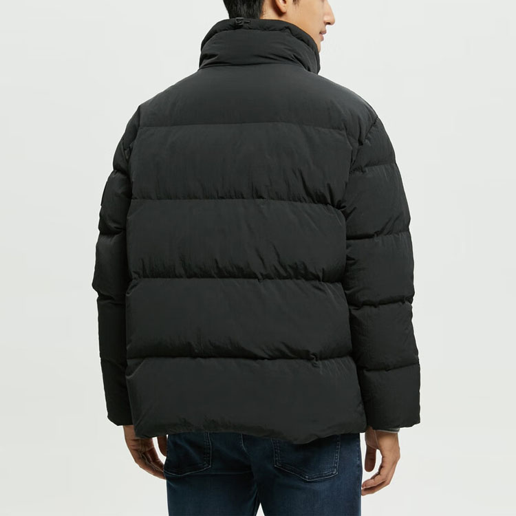 Shop CALVIN KLEIN Jaket Puff Hitam dengan Logo Cetak dan Rekaan Berlapik Quilted J322365-BEH