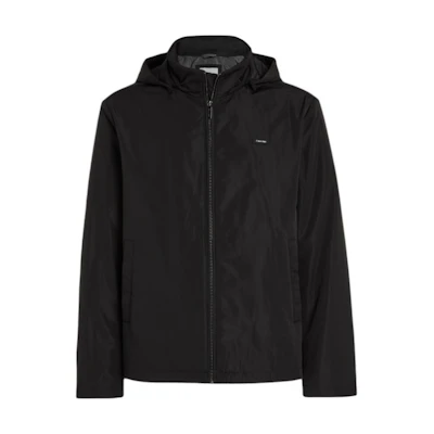 Calvin Klein Black Solid Logo Print Hooded Jacket. K10K113005-BEH