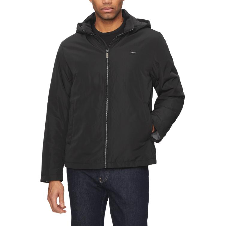 Order Calvin Klein  Black Solid Logo Print Hooded Jacket. K10K113005-BEH