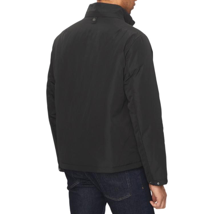 Shop Calvin Klein  Black Solid Logo Print Hooded Jacket. K10K113005-BEH