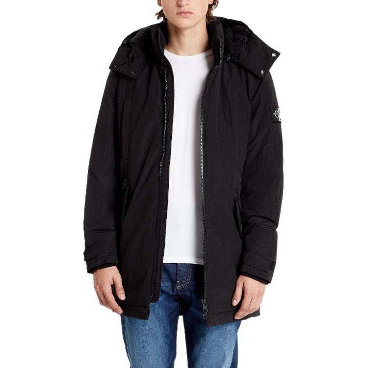 Calvin Klein  Black Solid Zip Hoodie Jacket with Logo Patch. J30J318651-BEH