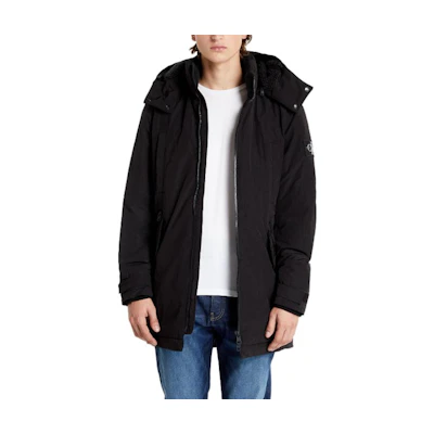 Calvin Klein Black Solid Zip Hoodie Jacket with Logo Patch. J30J318651-BEH