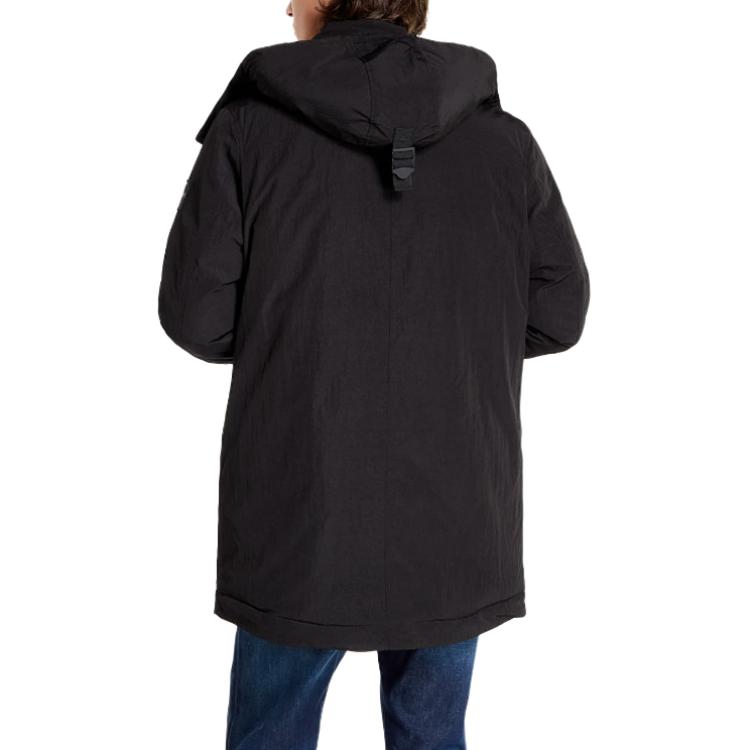 Lookbook 캘빈클라인 블랙 로고 패치 솔리드 집업 후드 재킷. J30J318651-BEH