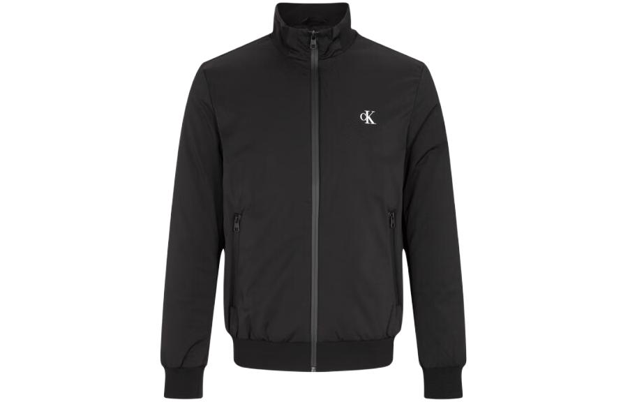 Order Calvin Klein Jaket Cotton Hitam Stand Collar Letter Print Zip-Up J323062-BEH