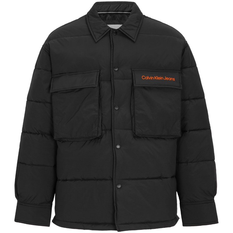 Calvin Klein  Black Thickened Letter Embroidered Pocket Cotton Jacket J322218