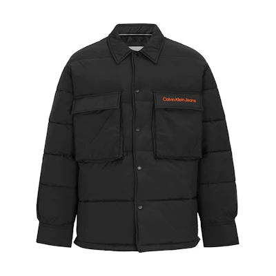 Calvin Klein Black Thickened Letter Embroidered Pocket Cotton Jacket J322218