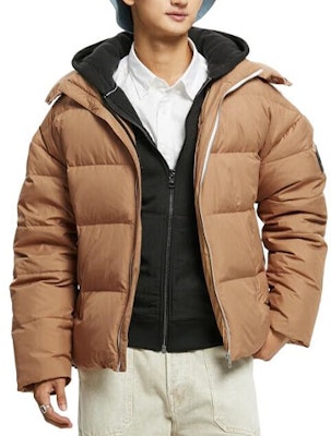 Calvin Klein Camel Hooded Water-Resistant Down Jacket Winter Warmth J323735-GV7 Order Calvin Klein Camel Hooded Water-Resistant Down Jacket Winter Warmth J323735-GV7