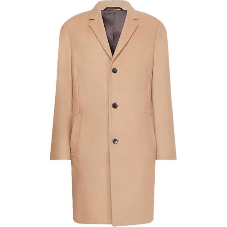 Order CALVIN KLEIN  Camel Long Sleeve Single-Breasted Mid-Length Coat K10K110462-AEH
