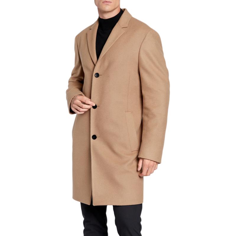 Shop CALVIN KLEIN  Camel Long Sleeve Single-Breasted Mid-Length Coat K10K110462-AEH