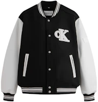 Calvin Klein Casual Colorblock Embroidered Letter Varsity Jacket. J324433 Calvin Klein Casual Colorblock Embroidered Letter Varsity Jacket. J324433