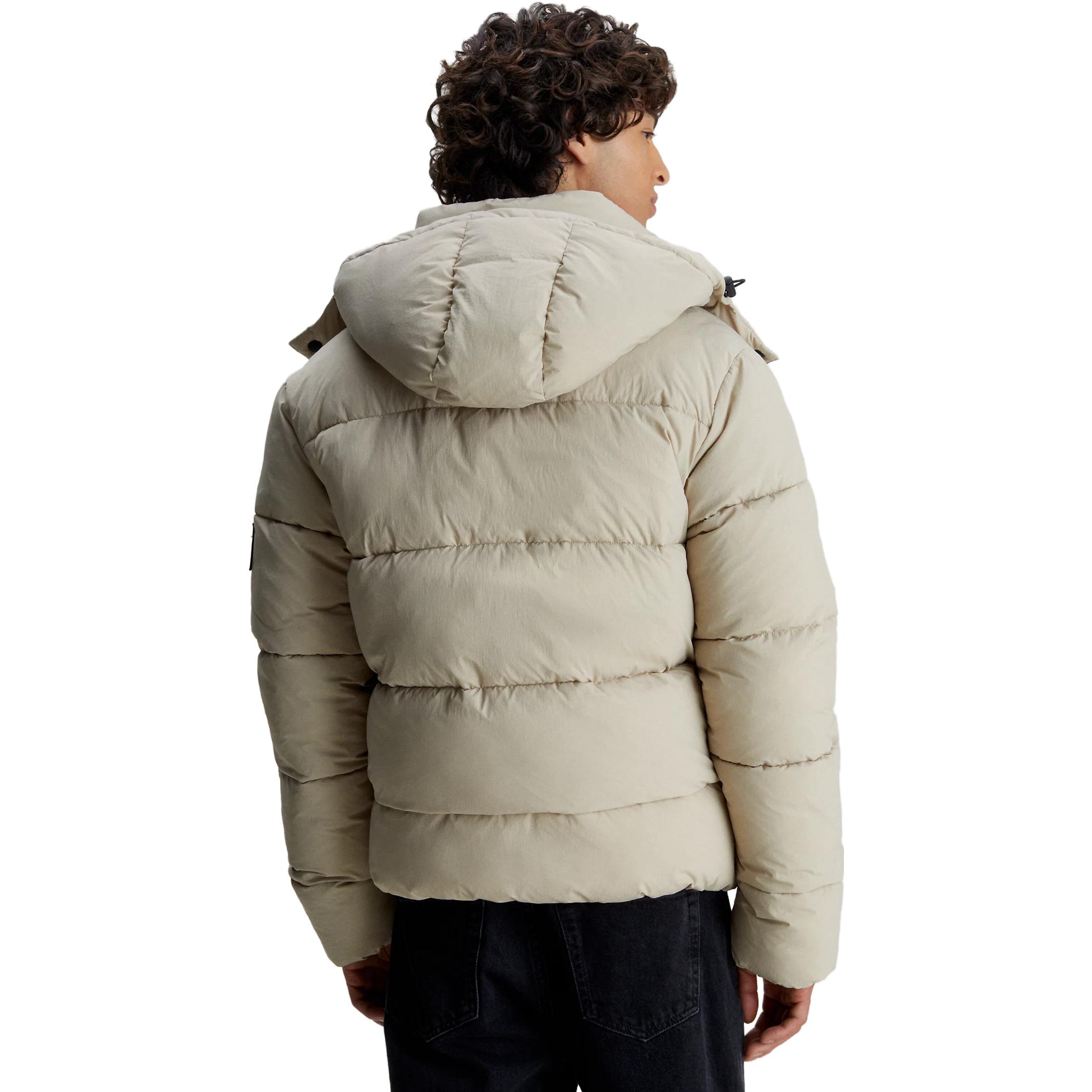 Shop CALVIN KLEIN Jaket Kalis Air Mempunyai Tudung Leher Tinggi Kelabu Beige J30J323708-PED