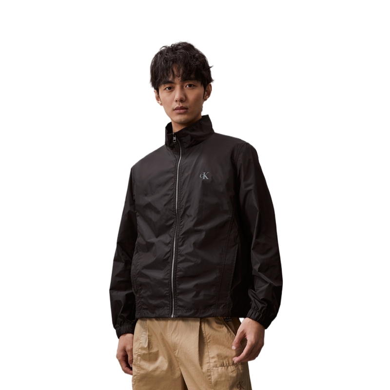 Shop Calvin Klein Jaket Kasual Cetakan Huruf Kolar Berdiri J326072