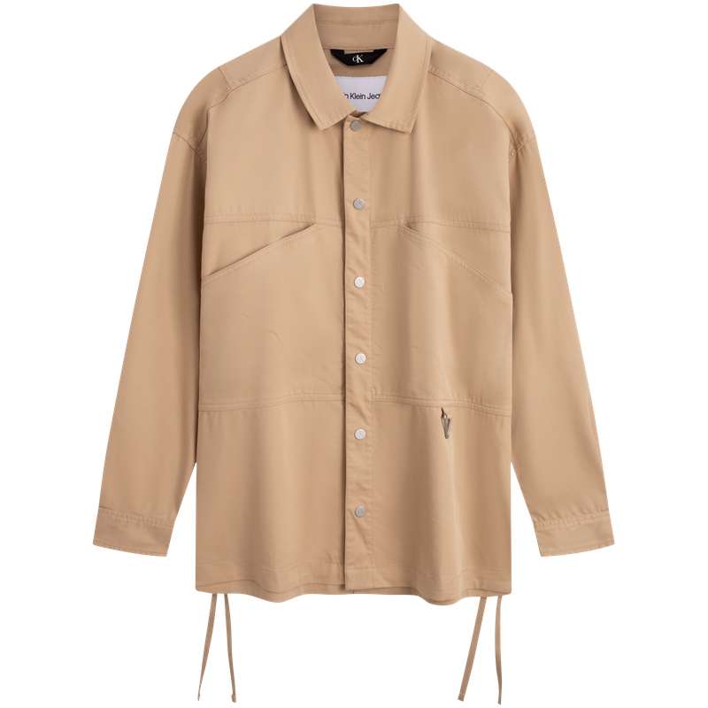 Order Calvin Klein Kemeja Kasual Snap-Button Outdoor dengan Hujung Tali Serut. J325013