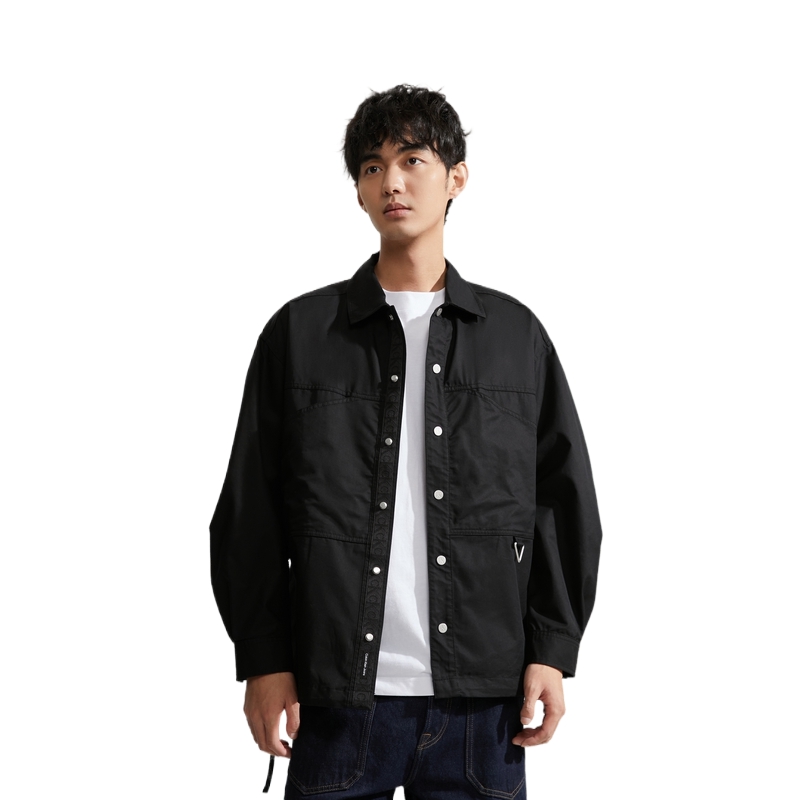 Cheap Calvin Klein Kemeja Kasual Snap-Button Outdoor dengan Hujung Tali Serut. J325013