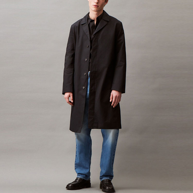 Lookbook Calvin Klein  Casual Trench Coat Hidden Placket Black Jacket. 40BM502-BAE