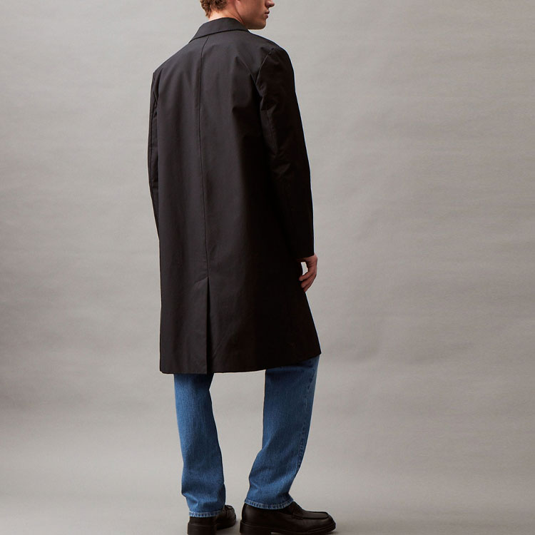 Shop Calvin Klein  Casual Trench Coat Hidden Placket Black Jacket. 40BM502-BAE