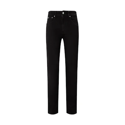 CALVIN KLEIN Classic Logo Tapered Black Washed Denim Jeans. J325961