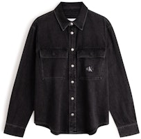 CALVIN KLEIN Classic Loose-Fit Denim Black Cotton Shirt Retro Style J325544 CALVIN KLEIN Classic Loose-Fit Denim Black Cotton Shirt Retro Style J325544