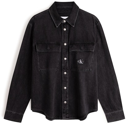 CALVIN KLEIN Classic Loose-Fit Denim Black Cotton Shirt Retro Style J325544 Order CALVIN KLEIN Classic Loose-Fit Denim Black Cotton Shirt Retro Style J325544