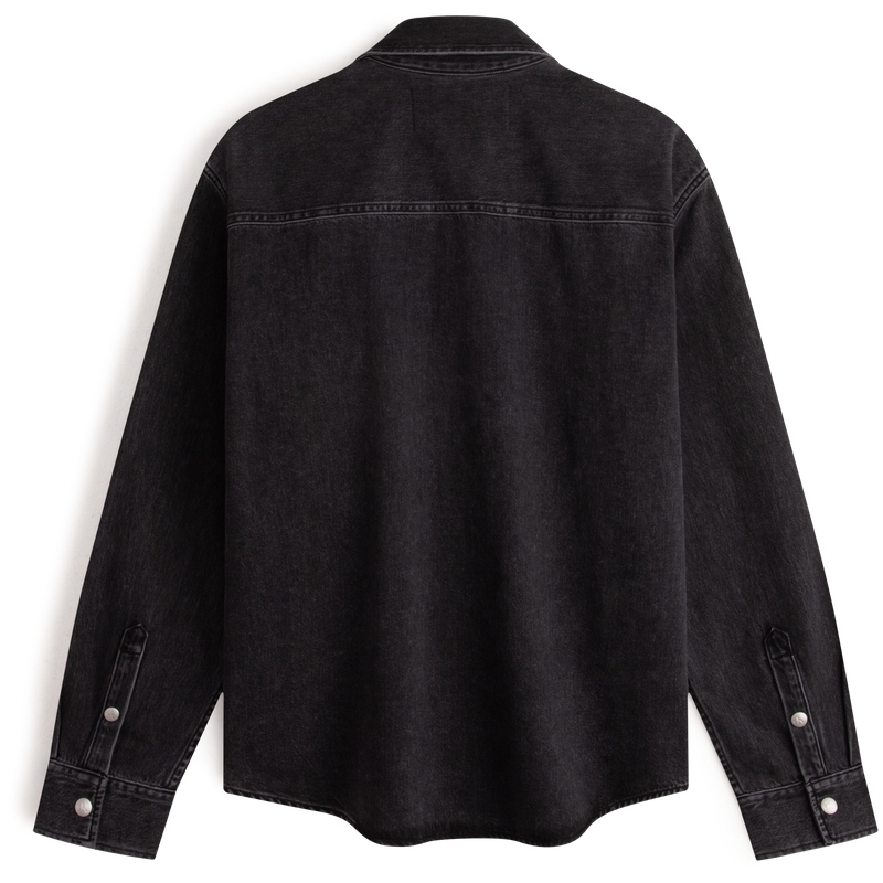 Lookbook CALVIN KLEIN Kemeja Denim Hitam Klasik Longgar Gaya Retro J325544