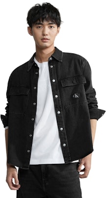 CALVIN KLEIN Classic Loose-Fit Denim Black Cotton Shirt Retro Style J325544 Sizing CALVIN KLEIN Classic Loose-Fit Denim Black Cotton Shirt Retro Style J325544