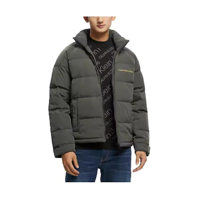 Calvin Klein Colorblock Logo Down Puffer Jacket Deep Green. J322258-LDD